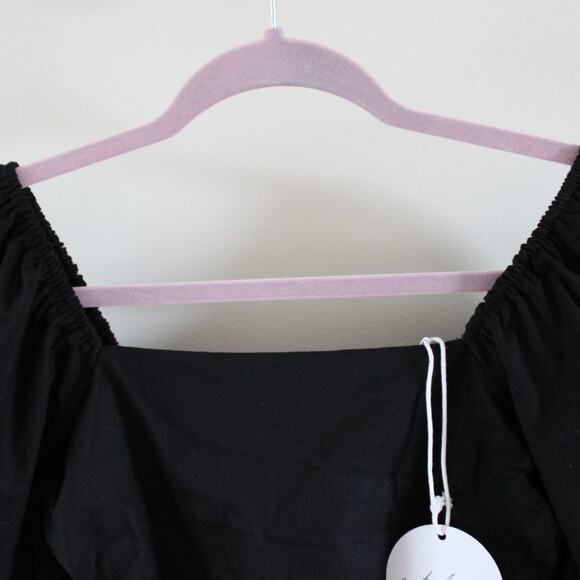 NWT Petal and Pup Linen Blend Square Neck Puff Short Sleeve Mini Dress Black S - Picture 2 of 9